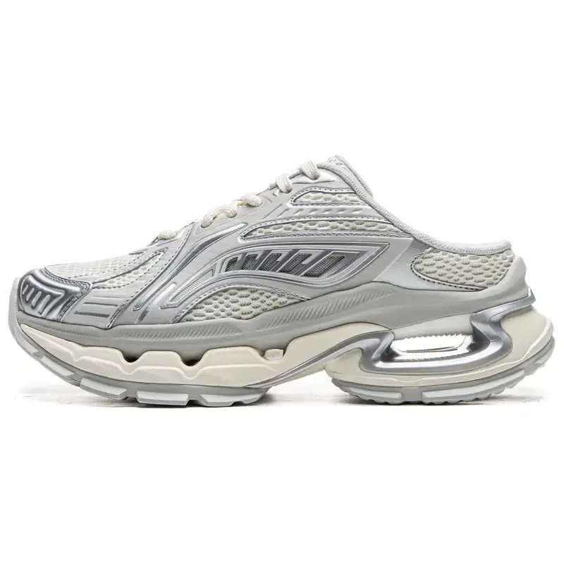 Li Ning Furious Rider BOW Closed Toe Slippers Women's Gray Beige Silver