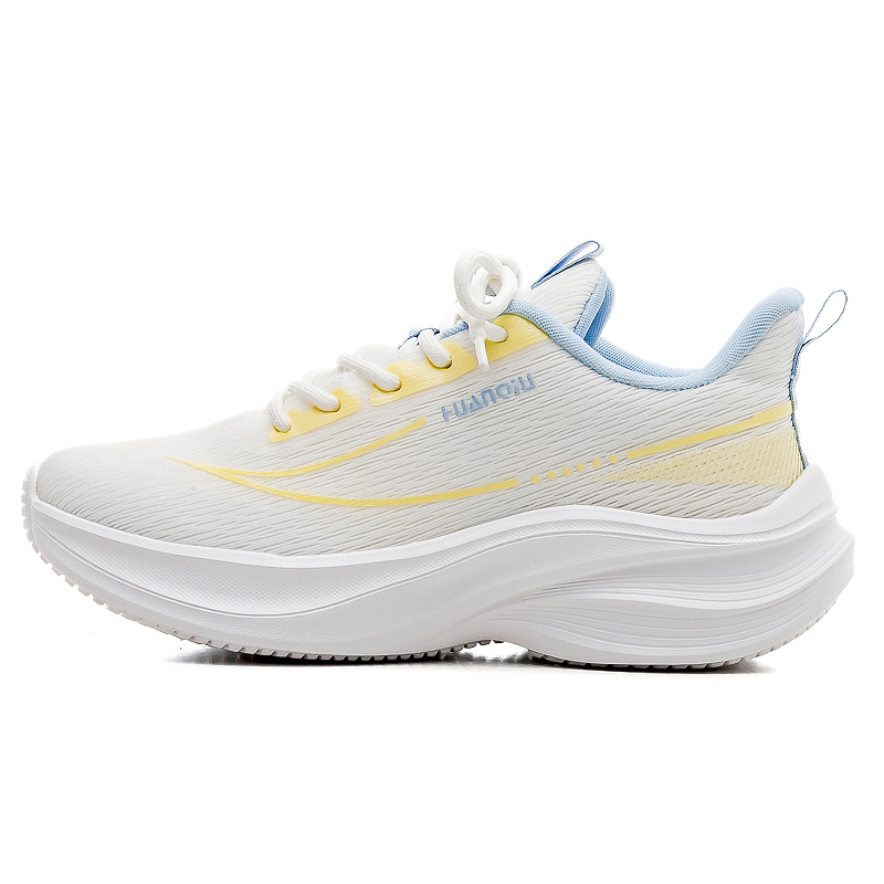 HUANQIU Slip Resistant, Abrasion Resistant, Breathable Low top Casual Running Shoes Women’s White Yellow