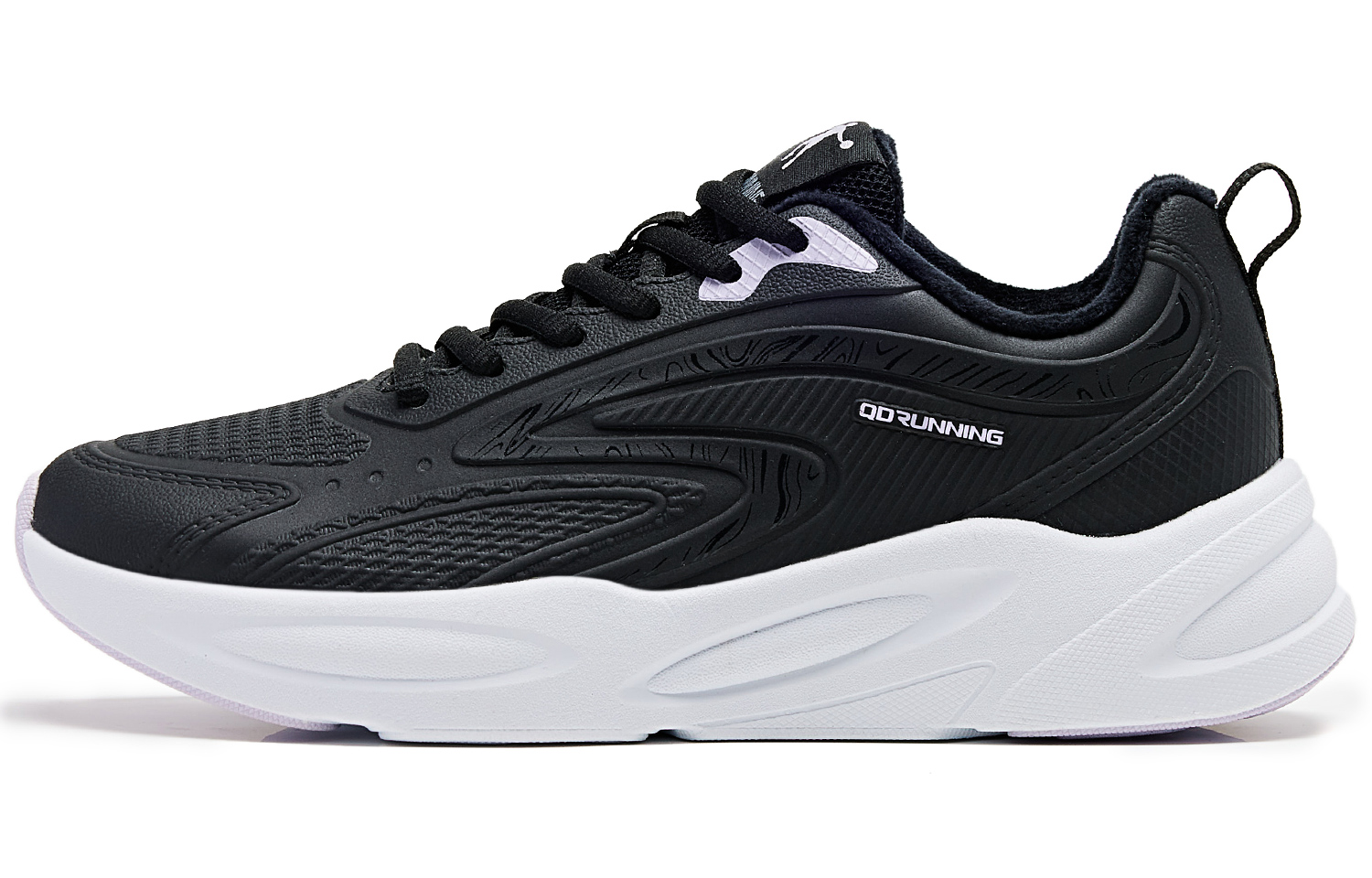QIAODAN Fleece Lined Thermal Cushioning Lightweight Low top Running Shoes Women’s Black White