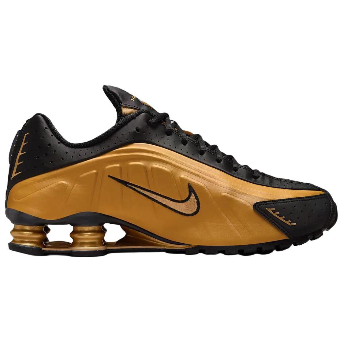 Nike Shox R4 Running Shoes Unisex Gold Black