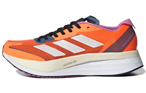 Adidas Adizero Boston 11 Comfortable regular cut fabric shock-absorbing wear-resistant rebound low-top carbon plate training long-distance running shoes men and women same style orange