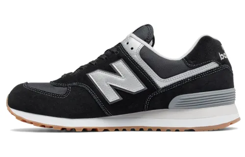 New Balance NB 574 Textile, Synthetic Leather Low top Running Shoes Men's Black Silver