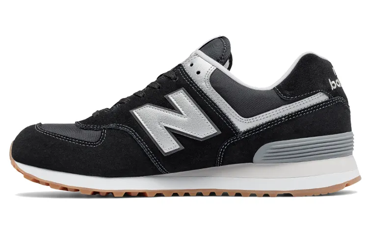 New Balance NB 574 Textile, Synthetic Leather Low top Running Shoes Men's Black Silver