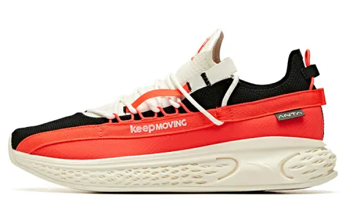 Anta Slip Resistant Cushioning Breathable Moisture Wicking Coverage Rebound Low top Running Shoes Men's Black White Red