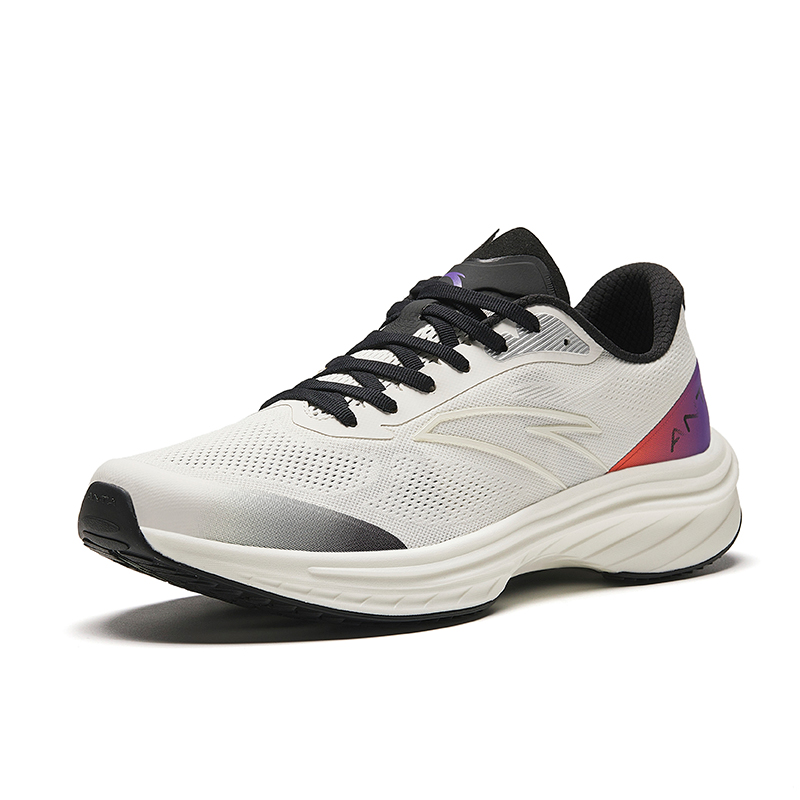 Anta Road Run Mesh Cushioning Slip Resistant Abrasion Resistant Rebound Low top Running Shoes Men’s White Black Purple