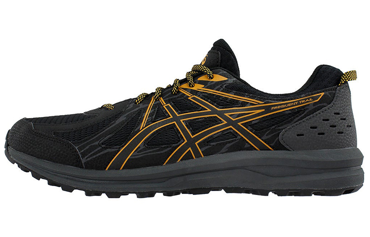 Asics Frequent Trail Comfortable Breathable Low top Running Shoes Men's Black Gold