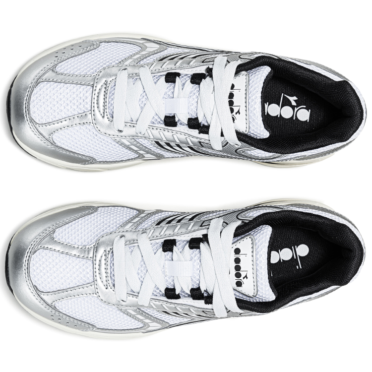 Diadora Slip Resistant Abrasion Resistant Low Top Running Shoes Unisex White Silver