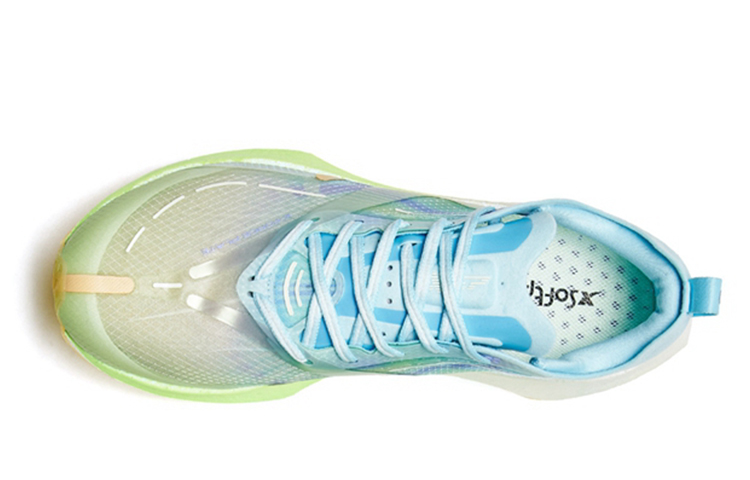 XTEP Cushioning Spin 10.0 Pro Slip Resistant, Abrasion Resistant, Breathable Low top Running Shoes Men’s Green Blue