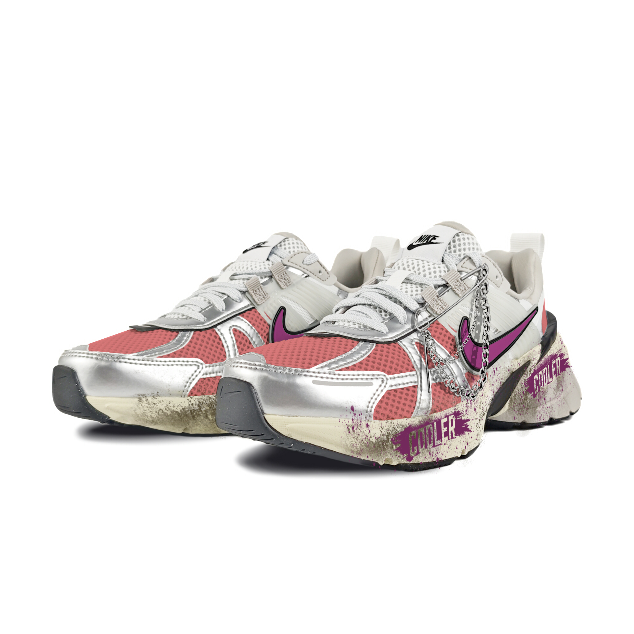 Nike V2K Run Abrasion Resistant Low top Running Shoes Women’s White Orange