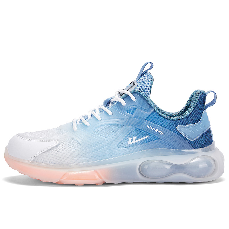 Warrior Breathable Mesh Cushioning Height Increasing Low top Running Shoes Men’s White Light Blue