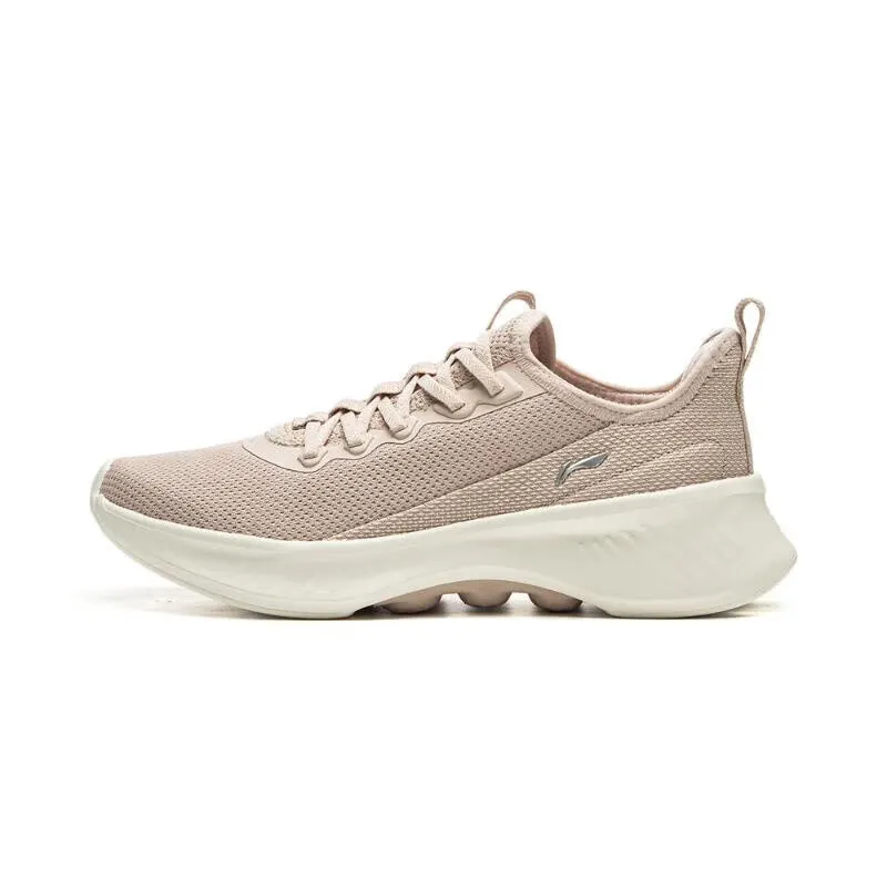 Li Ning Slip Resistant, Abrasion Resistant, Lightweight Low top Casual Running Shoes Women's Beige