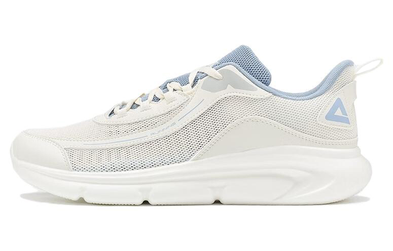 PEAK Textile, Synthetic Leather Cushioning Slip Resistant Abrasion Resistant Low top Running Shoes Men’s White Blue