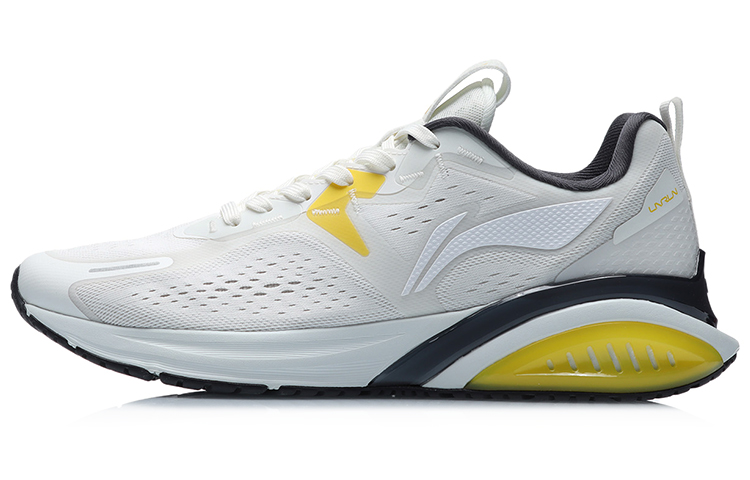 Li Ning Cushioning Slip Resistant Abrasion Resistant Low top Running Shoes Unisex Gray Yellow