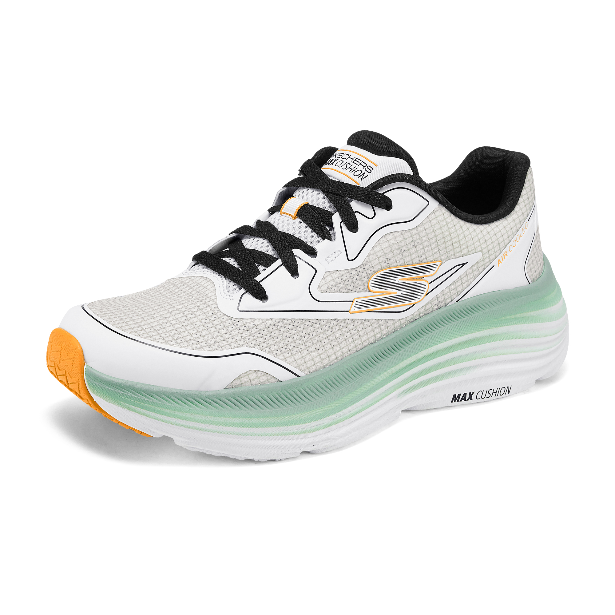 Skechers Max Cushioning Abrasion Resistant, Breathable, Slip Resistant Low top Running Shoes Men’s White