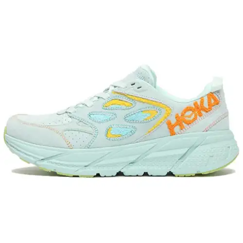 HOKA ONE ONE Clifton LS Cushioning Slip Resistant Breathable Low top Running Shoes Unisex Yellow Blue