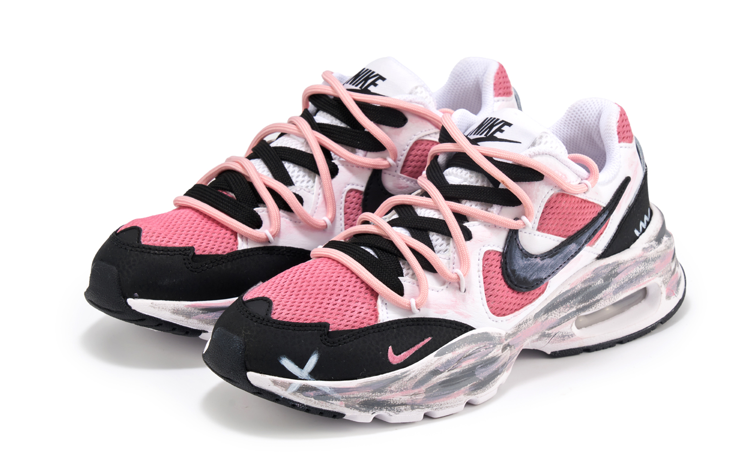 Nike Air Max Fusion Slip Resistant Abrasion Resistant Low top Casual Running Shoes Women’s Black Pink Gray