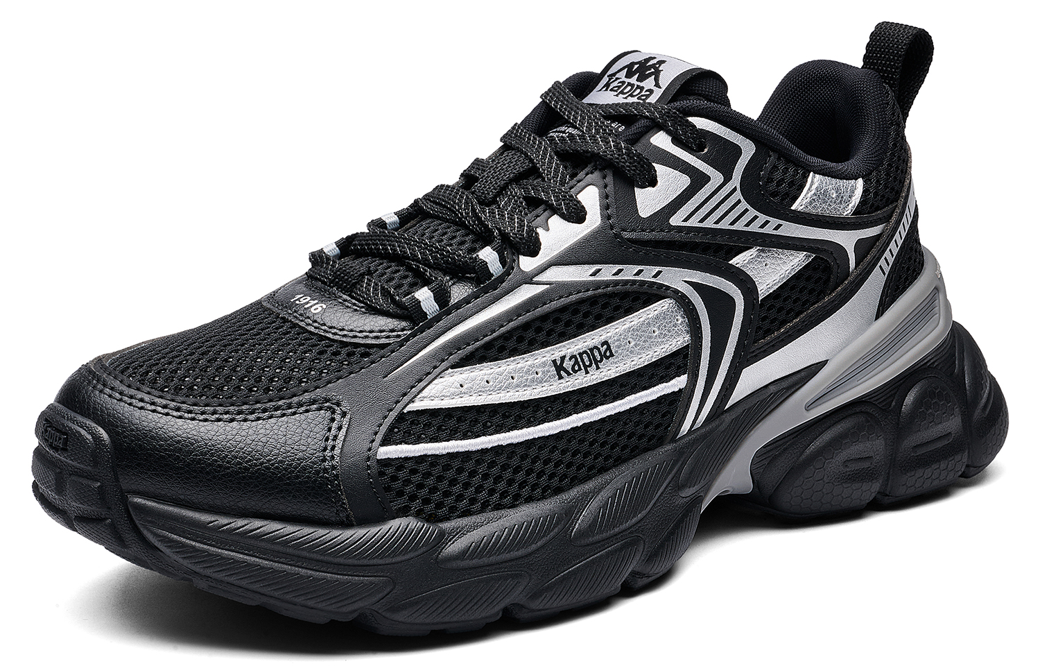 Kappa Slip Resistant Abrasion Resistant Low top Running Shoes Unisex Black Silver