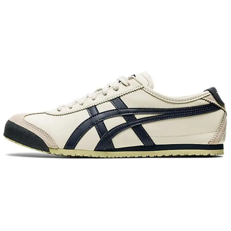 Onitsuka Tiger Mexico 66 Slip Resistant Low top Casual Shoes Unisex Beige Navy Blue