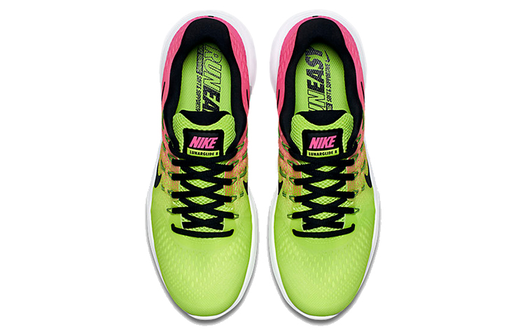 Мужские кроссовки Nike Lunarglide 8 (черно-зелено-розовые) — фото 4