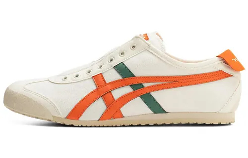 Onitsuka Tiger Onitsuka Tiger MEXICO 66 SLIP-ON comfortable and wear-resistant low-cut casual running shoes for men and women, white and orange