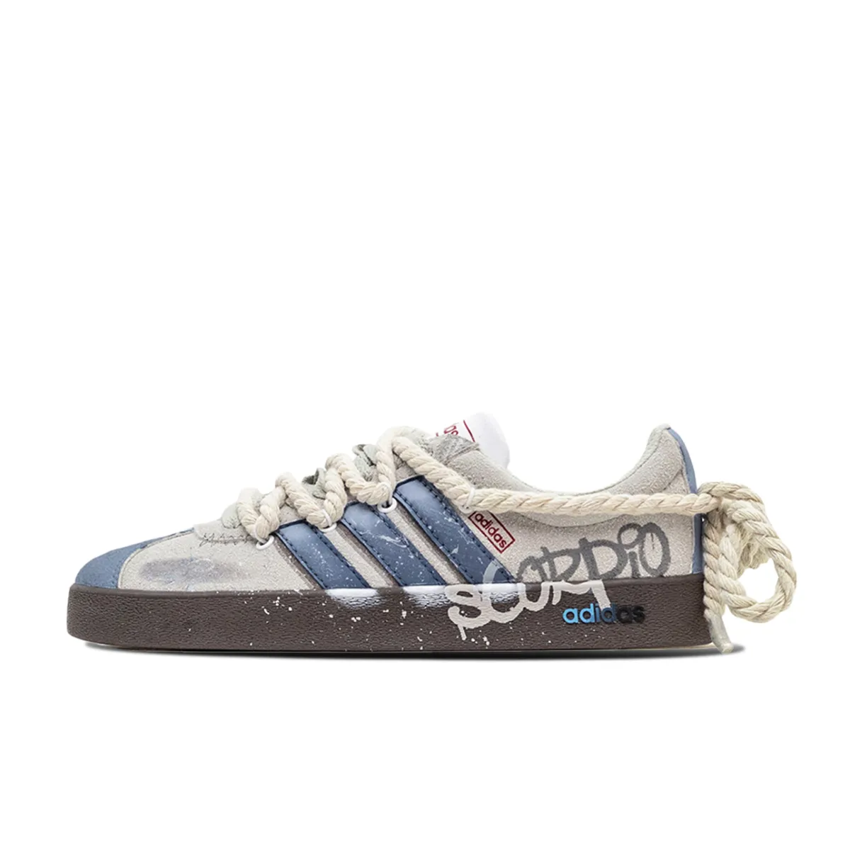 Adidas VL COURT 2.0 ADCDAVINCI Blues Tone Cushioning Low top Skateboard Shoes Unisex Blue Gray