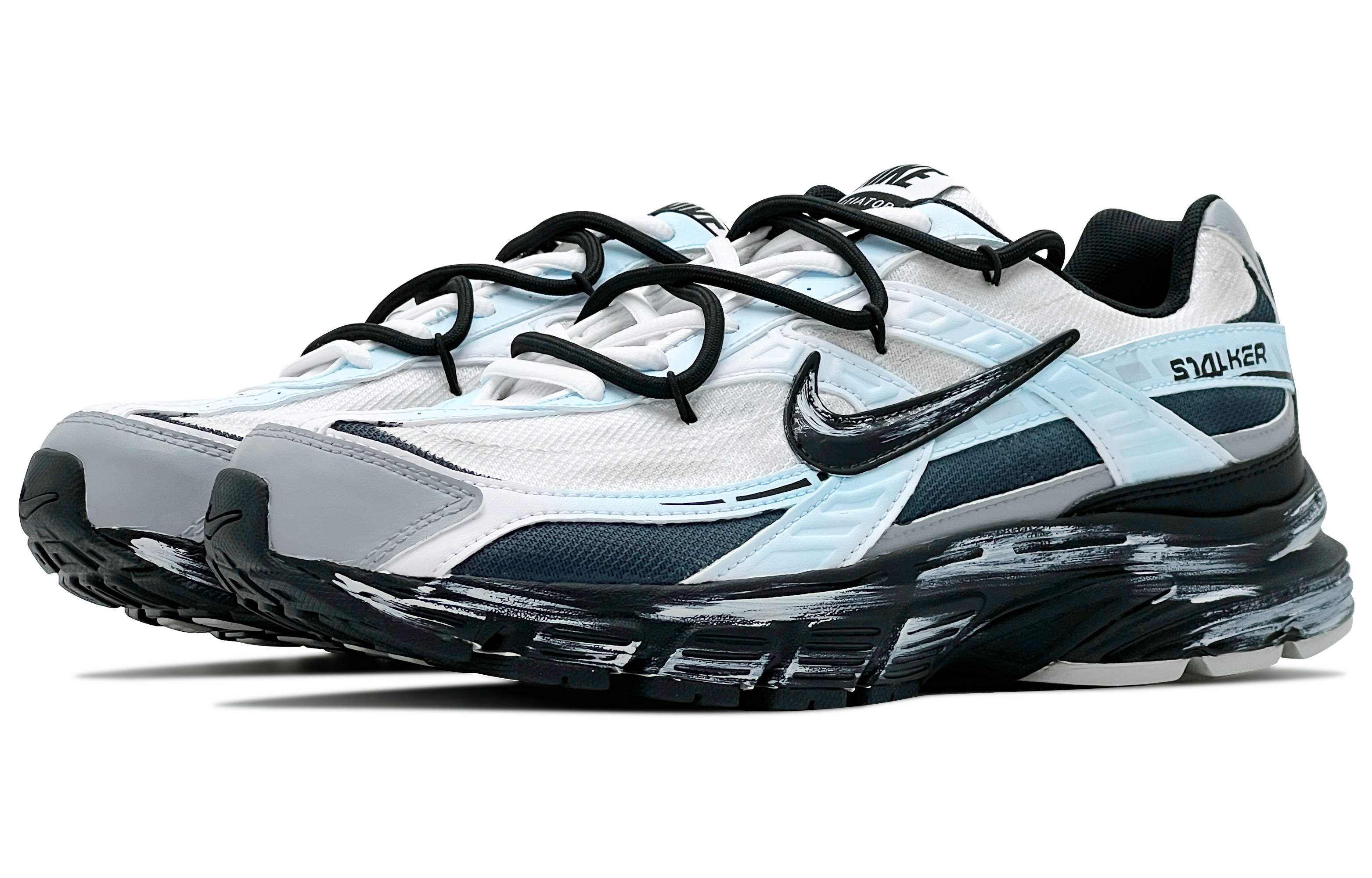 Nike Initiator Abrasion Resistant Low top Running Shoes Men’s Black White Blue