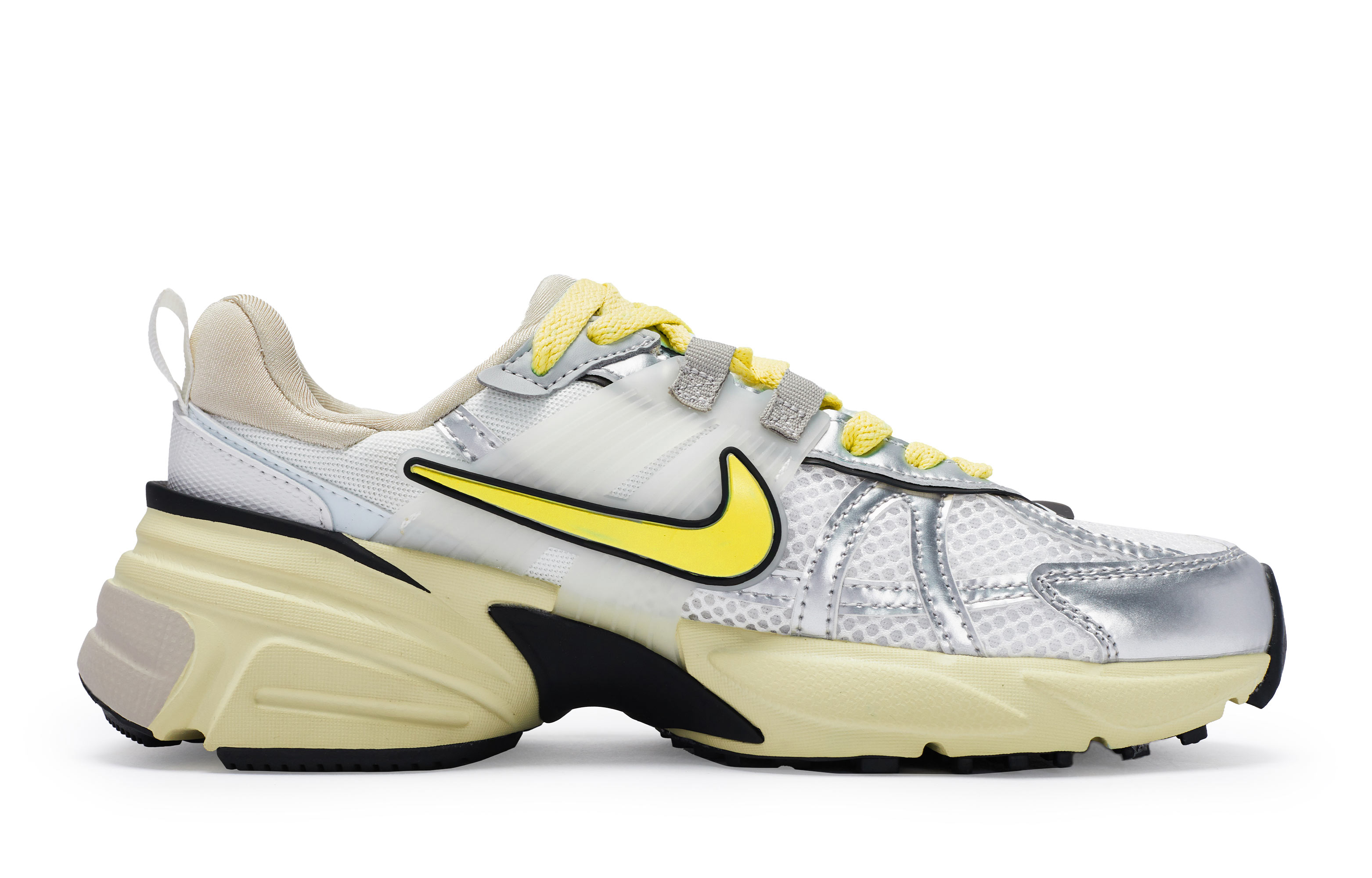 Nike V2K Run Cushioning Slip Resistant Waterproof Low top Running Shoes Women’s White Silver Yellow