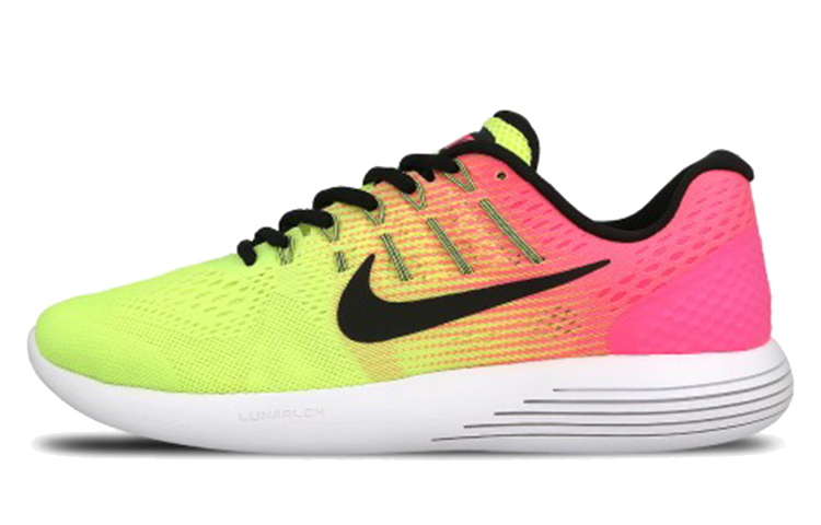 Мужские кроссовки Nike Lunarglide 8 (черно-зелено-розовые) — фото 1