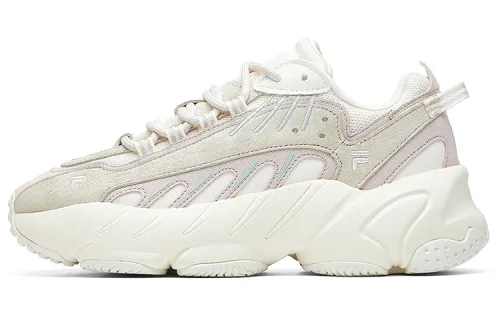 FILA Fila ADE fabric, sports comfort, shock absorption and wear resistance, low-top running shoes, women's white powder