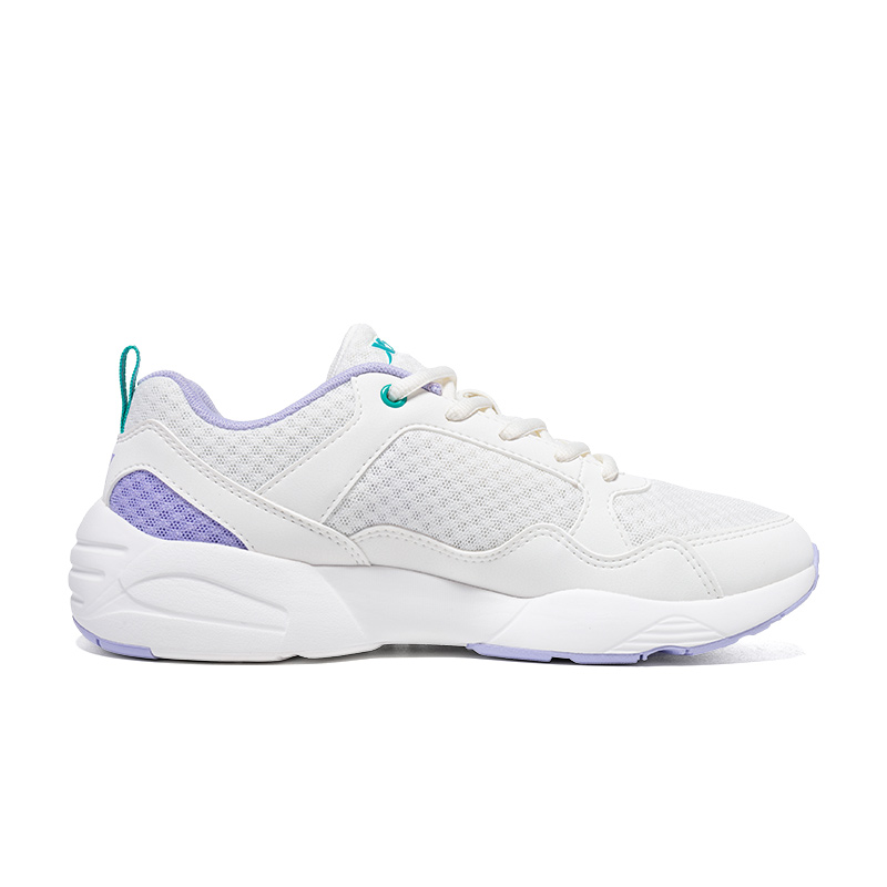 XTEP Cushioning, Wear Resistant Low top Casual Running Shoes Women’s Sail White Taro Paste Purple