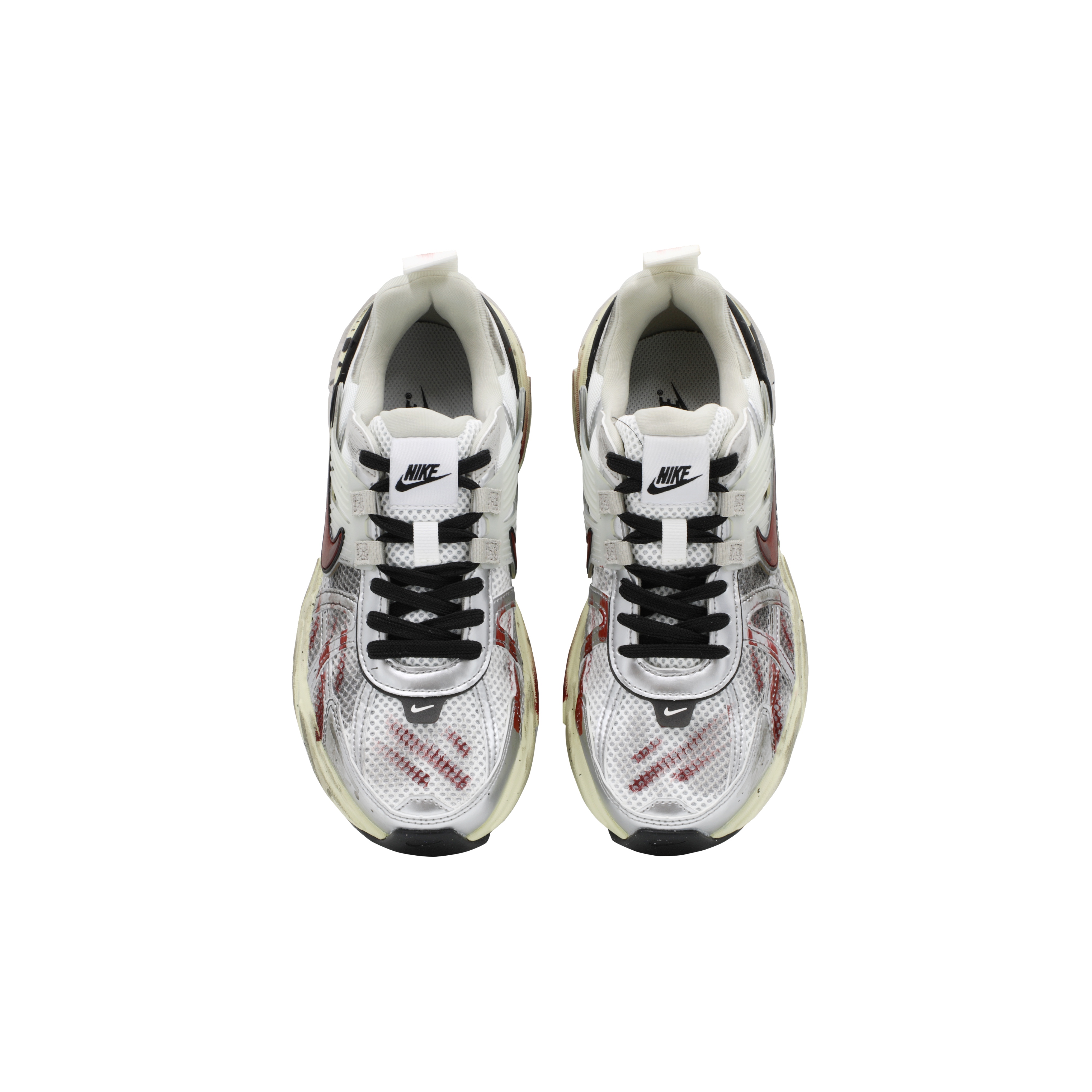 Nike V2K Run Fabric Cushioning Slip Resistant Cushioning Slip Resistant Low top Running Shoes Unisex Gray White Red
