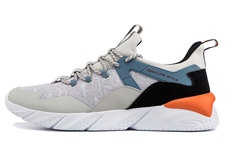 PEAK Slip Resistant, Abrasion Resistant, Breathable Low top Running Shoes Men’s Gray Orange