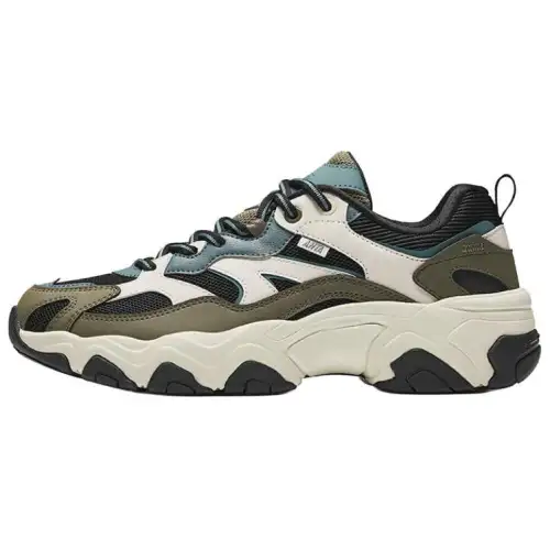 Anta Life Collection Slip Resistant Abrasion Resistant Low top Casual Shoes Men's Black Rice Green