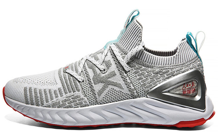 RENMINRIBAO x PEAK Abrasion Resistant Breathable Low top Running Shoes Men’s White Gray