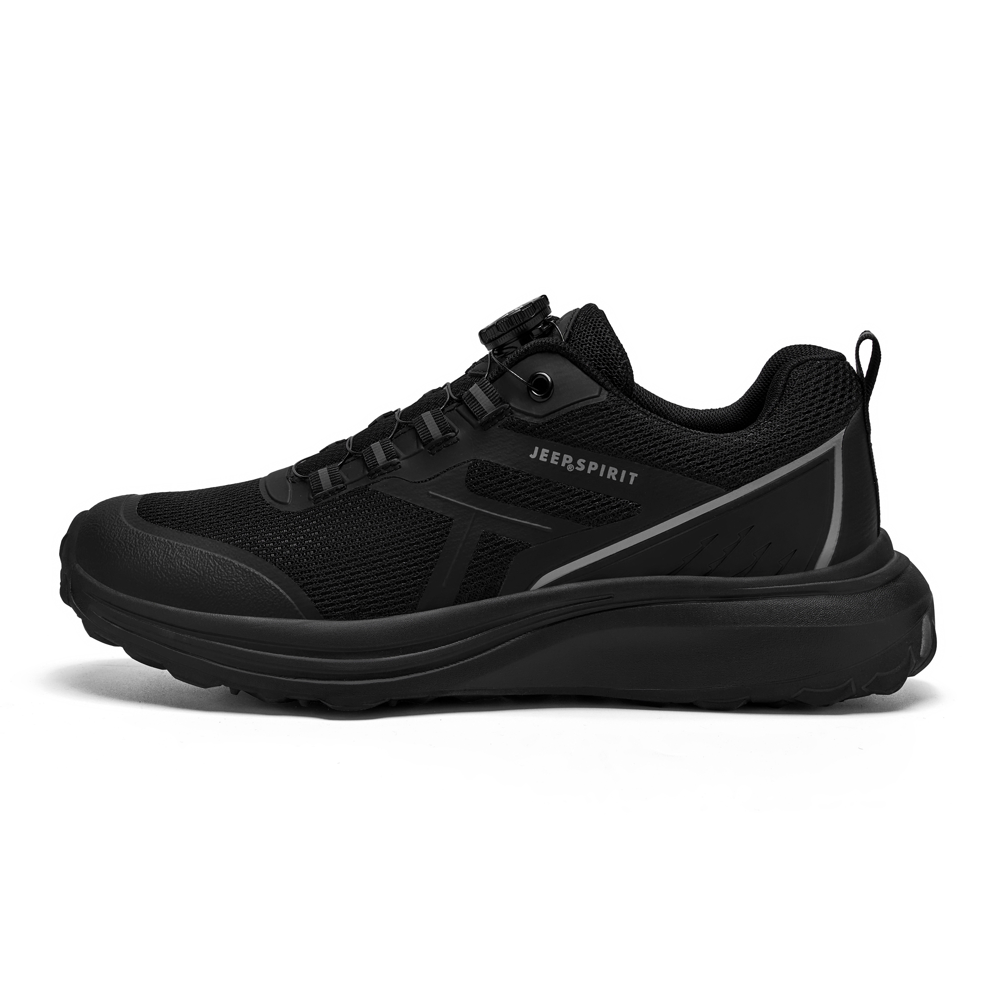 JEEP SPIRIT Cushioning Abrasion Resistant Breathable Lightweight Low top Running Shoes Men’s Graphite Black