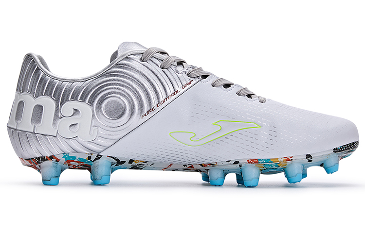 Joma Training FG Firm Ground Slip Resistant Abrasion Resistant Soccer Shoes Men's White Silver