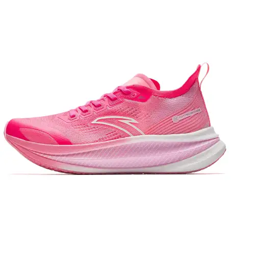 Anta Fabric Cushioning Abrasion Resistant Breathable Low top Full Length Carbon Plate Running Shoes Women's Red Pink