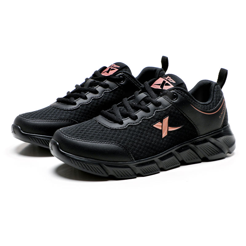 XTEP Breathable And Lightweight Low top Casual Running Shoes Women’s Black Gold
