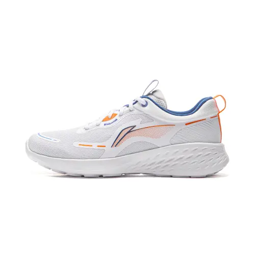 Li Ning Cushioning Slip Resistant Abrasion Resistant Low top Casual Running Shoes Men's Standard White