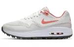 Nike Air Max 1 Retro Sports Textile, Synthetic Leather Low top Running Shoes Women's Beige White Orange