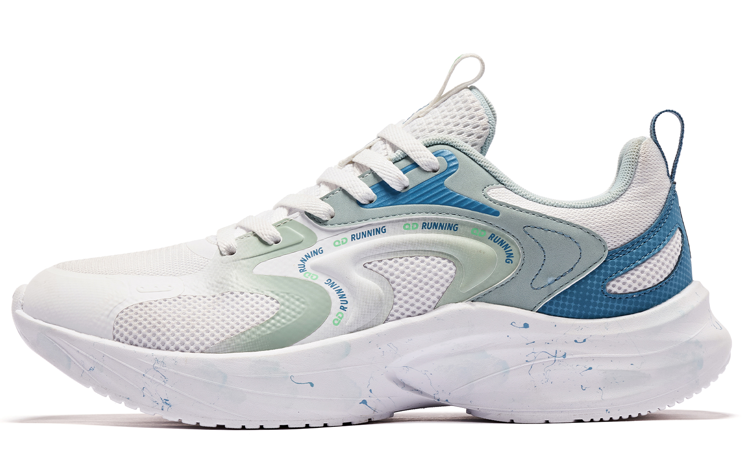 QIAODAN Comfortable Cushioning Abrasion Resistant Slip Resistant Low top Running Shoes Men’s White Green
