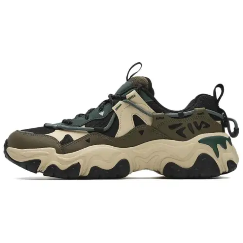 FILA FLUID 5 Retro Sports Low top Casual Running Shoes Men's Black Green