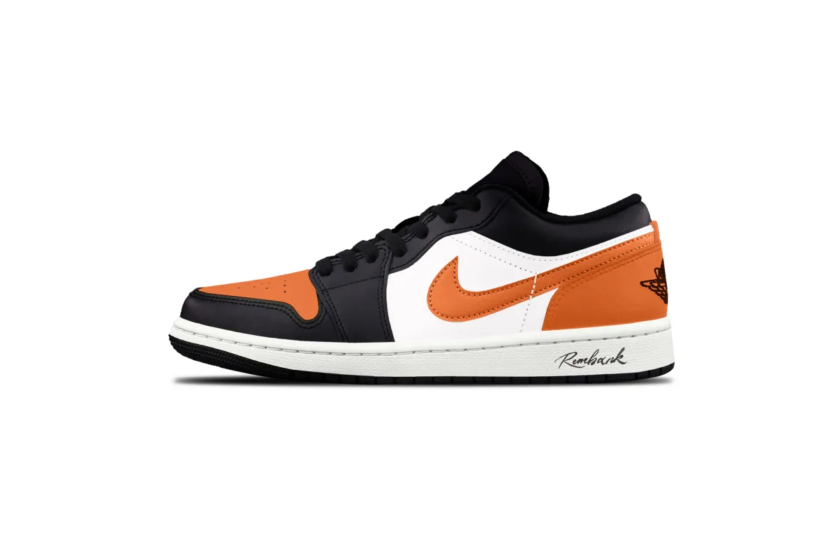Jordan Air Jordan 1 Black Orange Crushed Cushioning, Wear Resistant Low top Vintage Basketball Shoes Unisex