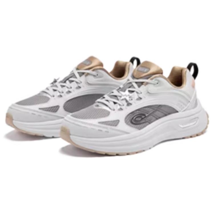 QIAODAN Cushioning Abrasion Resistant Rebound Low top Casual Long Distance Running Shoes Women’s White Silver