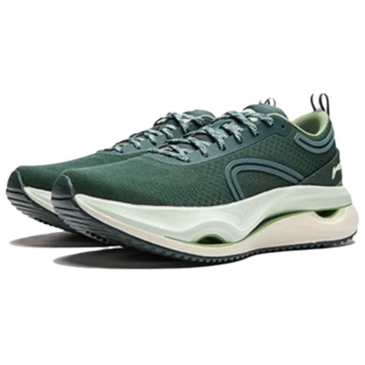 Li Ning Cushioning Slip Resistant Abrasion Resistant Lightweight Rebound Low top Running Shoes Women’s Green