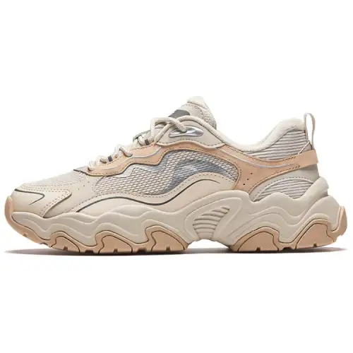 Anta Meteorite Comfortable And Trendy Slip Resistant Abrasion Resistant Low top Casual Shoes Women's Beige Gray