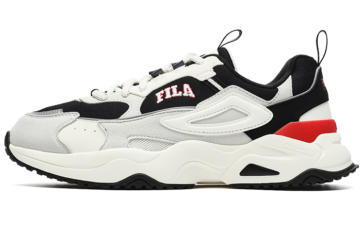 FILA Rayflide Textile, Synthetic Leather Wear resistant And Lightweight Low top Casual Shoes Men's Black White