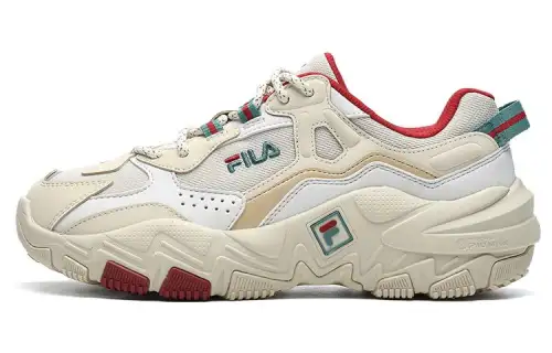 FILA Ravagement 2 Leather Cushioning, Wear Resistant Low top Running Shoes Women's Beige Gray