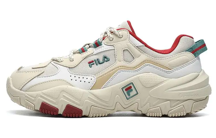 FILA Ravagement 2 Leather Cushioning, Wear Resistant Low top Running Shoes Women's Beige Gray