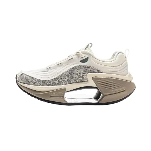 Li Ning Cushioning Abrasion Resistant Lightweight Low top Casual Running Shoes Women's Ecru Black